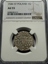Sigismund I the Old groschen 1546 Kraków NGC AU55 picture