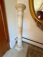 Antique Alabaster Neoclassical Column Pedestal picture