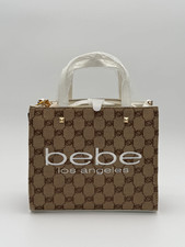 BEBE Talulla Small Satchel Beige White Monogram Satchel Crossbody Purse NWT picture