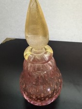 Vintage Italian Art Glass Gold Flecked Murano Perfume Pair picture