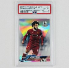 2017 Topps Chrome UEFA Champions League UCL Mohamed Salah #24 Refractor PSA 10 picture