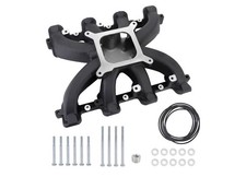 300-132 Single Plane Carb Intake Manifold Black For GM LS1/LS2/LS6 V8, 5.7L 6.0L picture