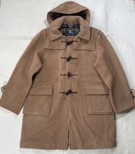 VTG Burberry 100% Wool Duffle Toggle Coat Hooded Nova Check England Mens Sm READ picture
