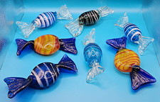 Hand Blown Murano Style Glass Candy Paperweights   6 inch - 7 pieces picture