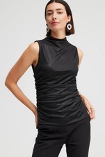 Chico’s Black Label Size XL Gathered Knit Top (Metallic Black) picture