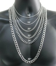 925 Sterling Silver Necklace 2-12mm Link Chain 40-75cm Lobster Clasp Men Jewelry picture