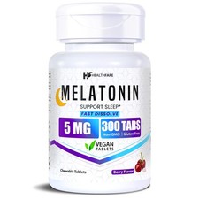 HealthFare Melatonin 5mg, 300 Fast Dissolve Tablets , Non-GMO, Gluten Free picture