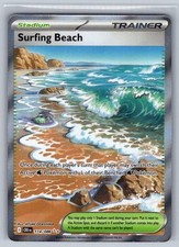 SURFING BEACH 114/086 UR CHAOS RISING POKEMON HOLO NEAR MINT SURFING BEACH picture