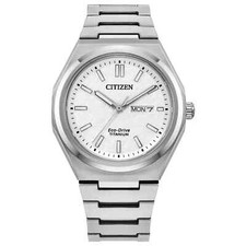 Citizen Men 's Sport Luxury Day / Date Eco-Drive Silver Watch 39 MM AW0130-85A picture