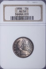 1898 Barber Quarter NGC AU58 SUPER PQ Looks Like 63 Quality ATZCHT picture