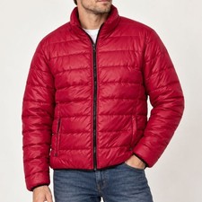 Aéropostale Men’s Full-Zip Lightweight Red Puffer Jacket Streetwear Après Ski picture