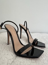 NWOB Gianvito Rossi Black Patent Leather Square-Toe Slingback Heels Size 37/6.5 picture