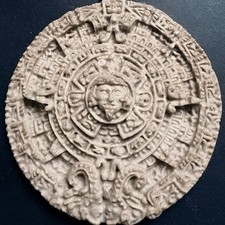 Vintage Mexican FOLK ART Aztec Mayan Calendar 5”. picture