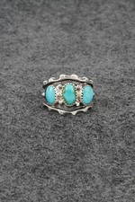 Turquoise & Sterling Silver Ring - Genevieve Francisco - Size 9.5 picture