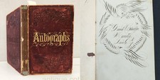 1862 antique AUTOGRAPH ALBUM marietta pa DAVID STAUFFER penmanship FRAKTUR BIRD picture