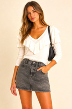 Nation LTD Kelsey Ruffled Romance Tee Off White Medium picture