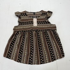 EMERY ROSE Blouse Womens XL Black Round Neck Short Flutter Sleeve Boho Tunic picture