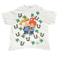 Vintage 94 Flintstones Pebbles Bamm Bamm Cowboy Shirt XL Delta Hanna Barbera picture