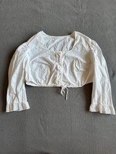 Vintage Milkmaid Cottagecore white cropped blouse picture