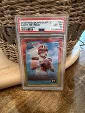 2018 Donruss Optic - Rated Rookie Baker Mayfield #153 Red & Yellow Prizm (RC) picture