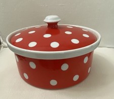 Vintage Kitsch Fitz & Floyd Red & White Polka Dot 1950s MCM Retro Casserole picture