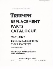 Triumph Parts Manual Book 1976 & 1977 Bonneville 750 T140V & Tiger 750 TR7RV picture
