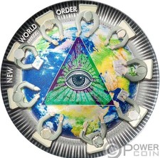 2021 NEW WORLD ORDER, GREAT CONSPIRACIES 2oz Fine Silver proof domed coin  picture