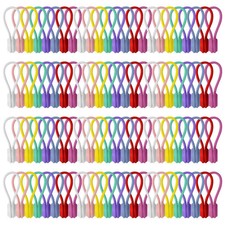 96 Pack Reusable Silicone Magnetic Cable Ties 8 Colors Multi picture
