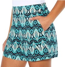 Wildfox Women's Small Blue Print Rayon Pull On Beach Cover Up Shorts NWT picture