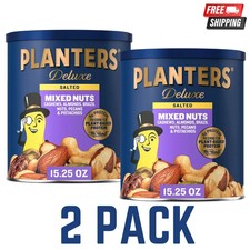 Planters Mixed Nuts, Lightly Salted Deluxe Mixed Nuts, 15.25 Ounce, 2 Pack picture