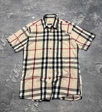 Burberry Brit Nova Check Short Sleeve Button Up Shirt Embroidered Logo Sz L picture