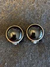 CHIC CLASSIC VINTAGE ATI MEXICO STERLING 925 BLACK ONYX CIRCLE EARRINGS *16 gm* picture
