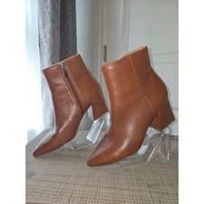 Steve Madden Nix Bootie Cognac Leather Block Heel Size 8M picture
