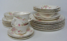 Radisson W S George Pottery Dishes Set of 29 Piece Lot Plates Bowls Pink Floral picture