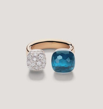 Pomellato Nudo Maxi London Blue topaz Ring for Her,925 Sterling Silver Ring picture
