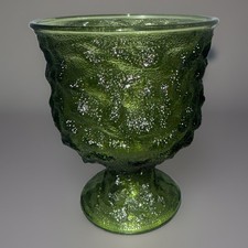 Vintage EO Brody Co Green Goblet Candy Dish Bowl Vase Planter Crinkle Glass picture