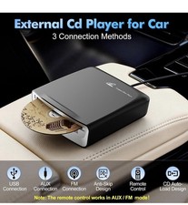 Lehwey USB CD Player for Car, External Car Cd Players with AUX & FM Transmitter picture