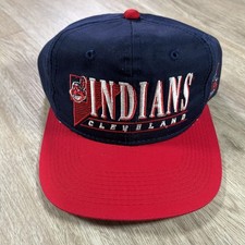 VTG Cleveland Indians Snapback Hat MLB Baseball Youngan Triangle Blue Cap picture