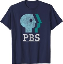 PBS Blue Teal and White Logo Public Broadcasting Unisex T-Shirt picture