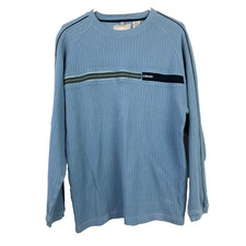 Vintage 90s PointZero Point Zero Blue Long Sleeve Skater Ribbed Shirt Medium picture