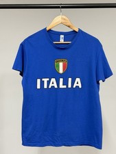 Vintage Italy Italia Flag Blue Retro Puff Logo T Shirt Medium picture