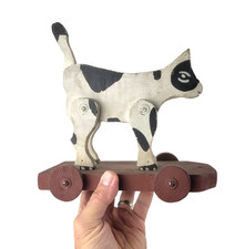 Vintage Homemade Pull Toy Cat or Dog 