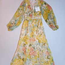 Sweet Pot Maxi Dress Women 2 Floral Lace Trim Balloon Sleeve Boho Cottagecore picture