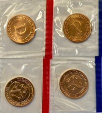 U.S. Treasury P&D Mint Brass Tokens in Original U.S. Mint Set Cellophane picture