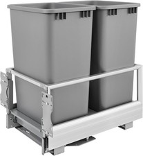 Rev-A-Shelf Double Pullout Kitchen Trash Can 50 qt., Silver, 5149-2150DM-217 picture