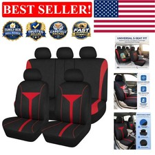 Elegant Red Full Car Seat Cover Set - Front & Rear Protection, Universal Fit picture