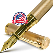 Pluma estilográfica con plumín fino Acabado dorado de lujo, flujo de tinta suave picture