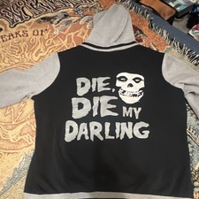 Misfits Die, Die My Darling Varsity Hoodie Jacket Black Gray Size L picture