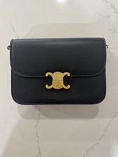 CELINE Triomphe Metal Lock Teen 23cm Black Calfskin Shoulder Bag picture