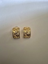 18K Gold Plated Crystal Hawaiian Heirloom Half Hoop Earrings Pierced picture